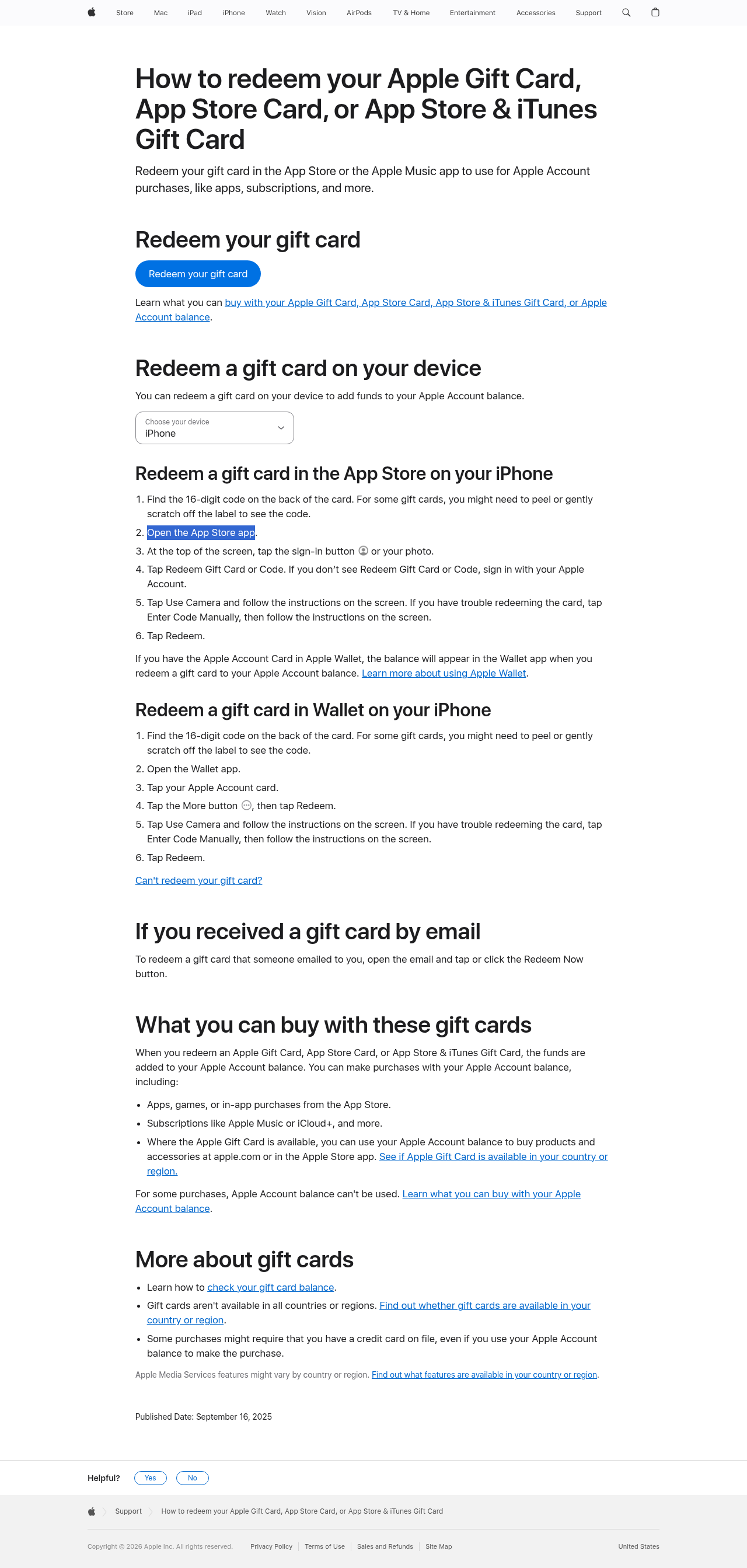 Apple 官方说明:如何在 iPhone App Store 兑换礼品卡