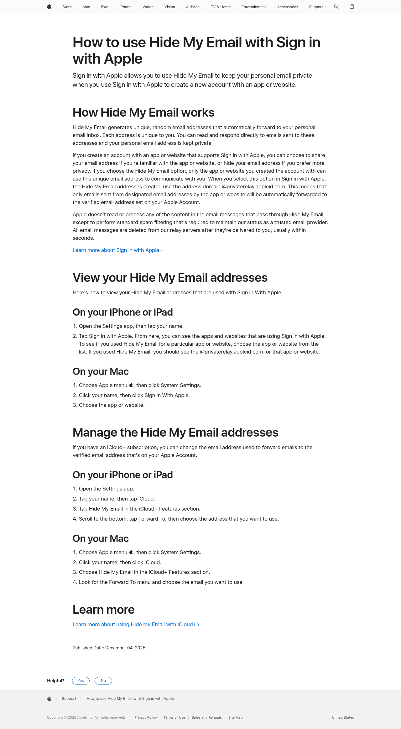 Apple Hide My Email 官方说明